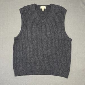 Eddie Bower Men's Wool Sweater Vest Grey XL Preppy Academia